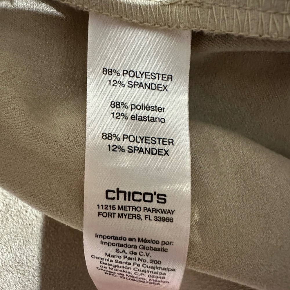Chico's beige faux suede pull on pant. Style is the Trisha. Size Chicos 3 xl/16 - Picture 7 of 9